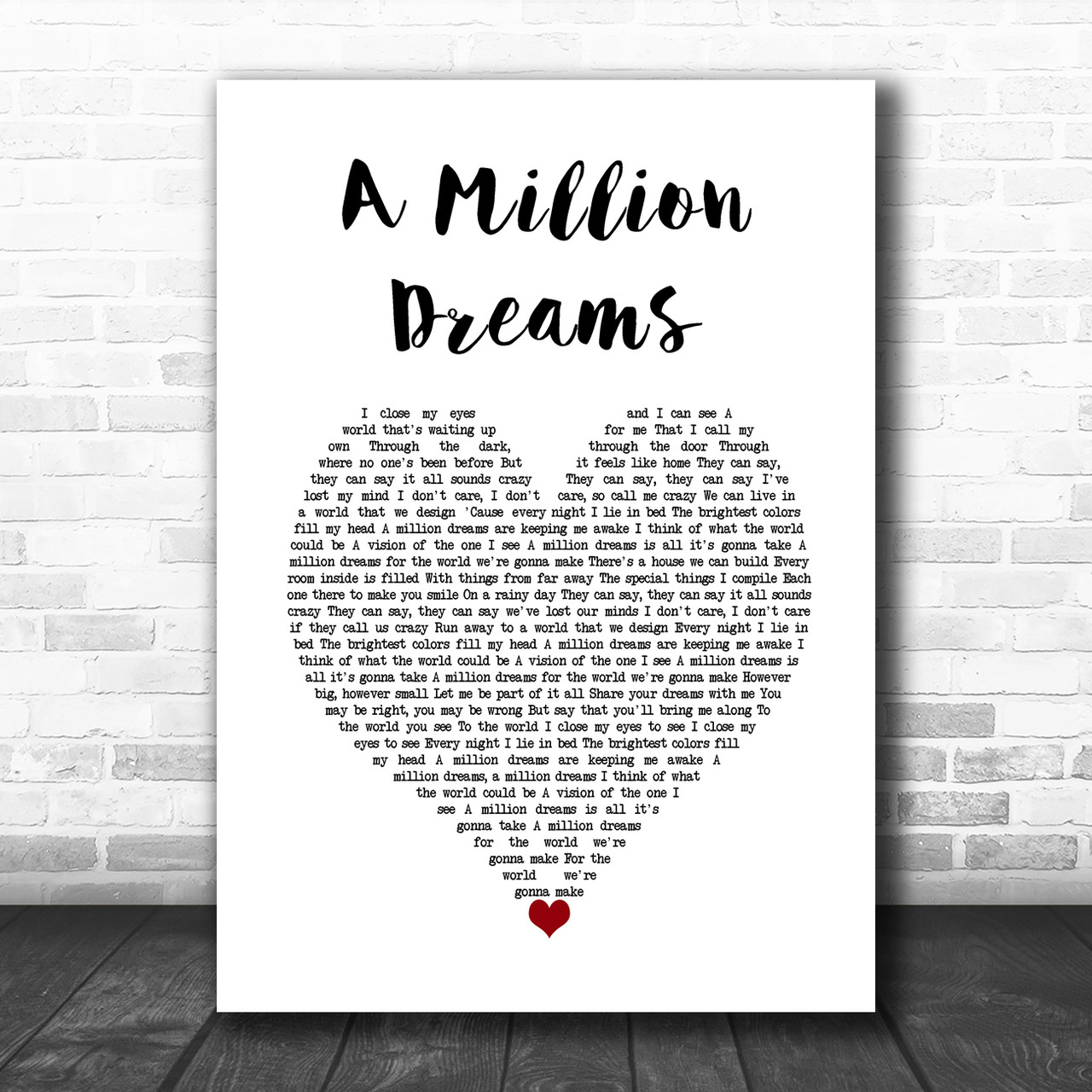 A Million Dreams The Greatest Showman Song Lyric Vintage Script Quote Print