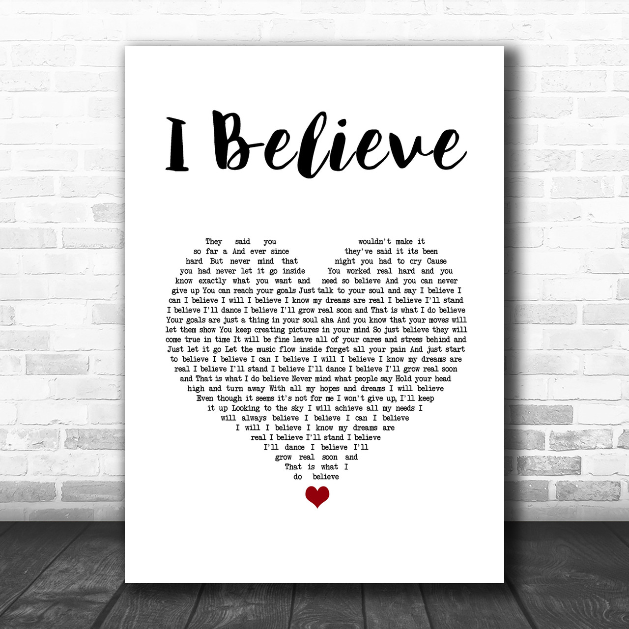 Yolanda Adams I Believe White Heart Song Lyric Wall Art Print