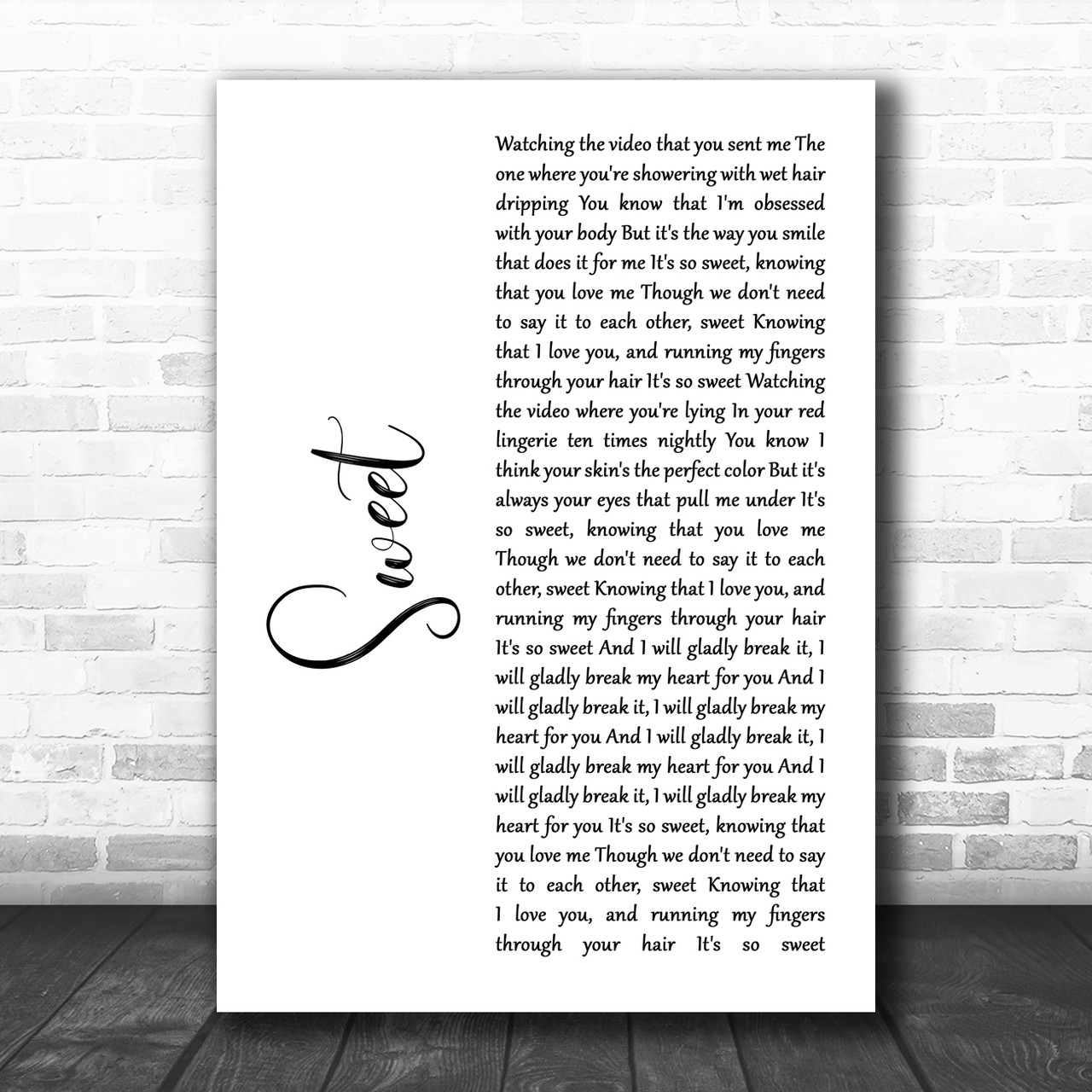 sweet cigarettes after sex lyrics Cigarettes After Sex Sweet White Script Song Lyric Wall Art Print