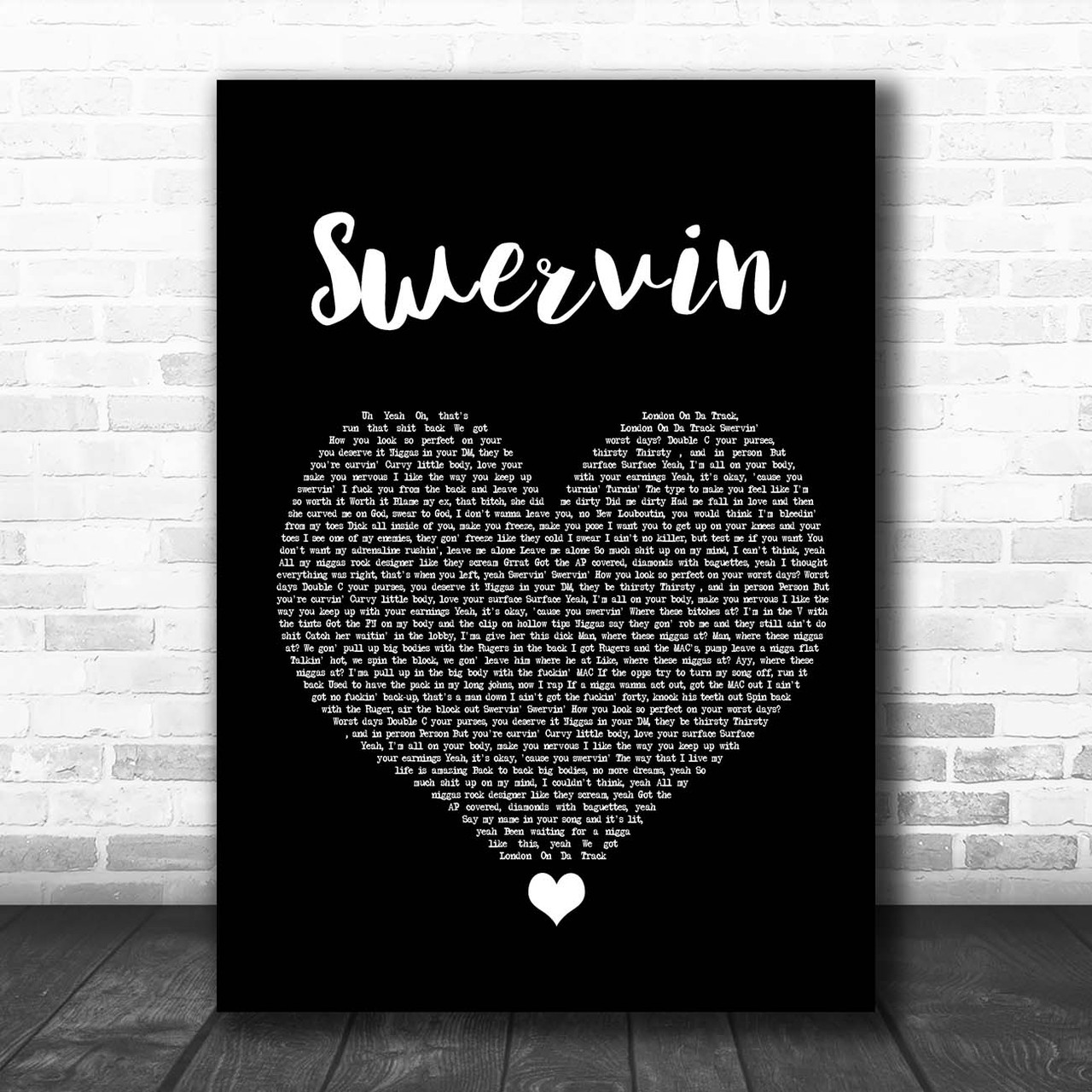 A Boogie Wit Da Hoodie Swervin Black Heart Song Lyric Print Song