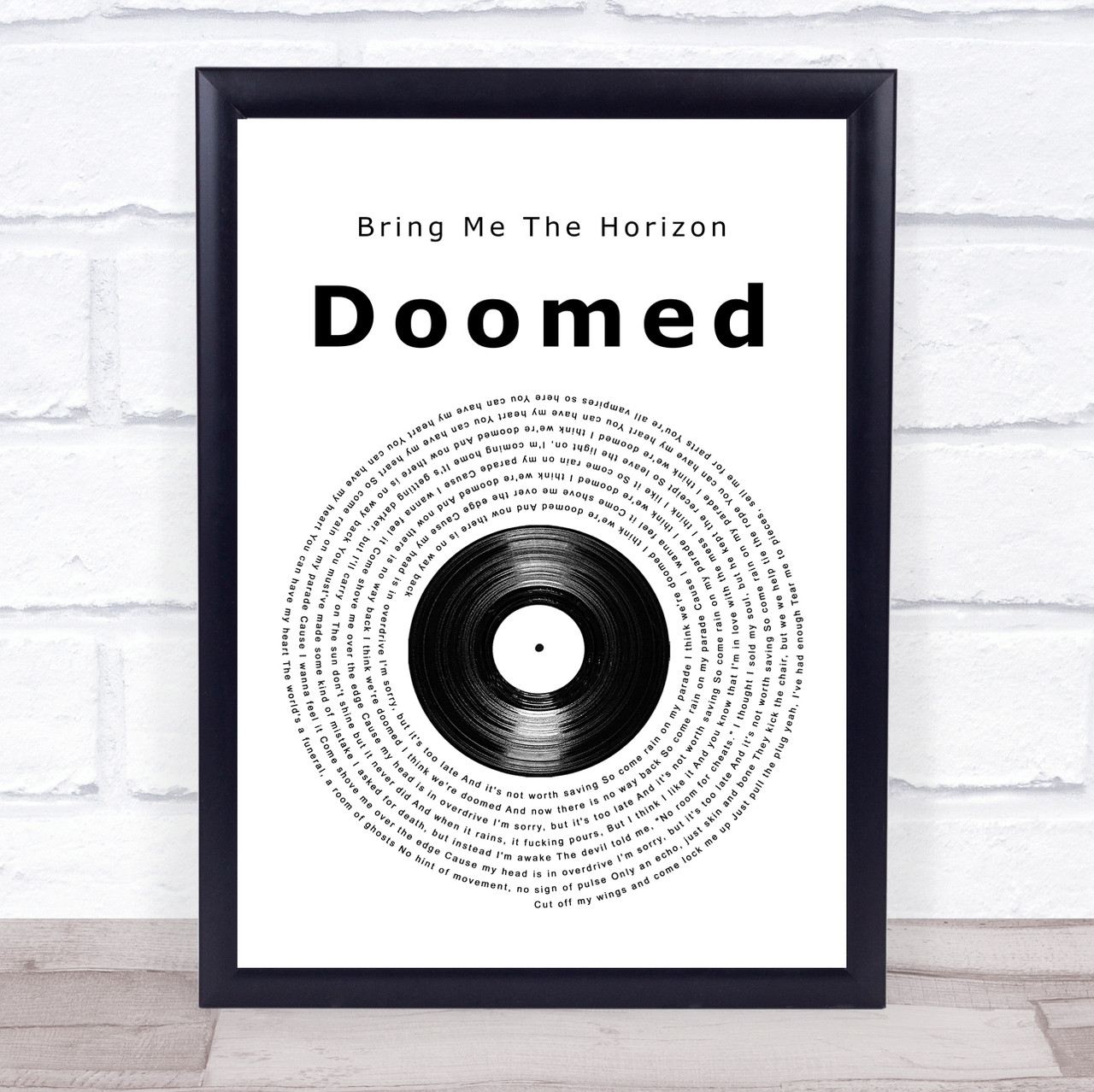Bring Me The Horizon Doomed Vinyl Record Song Lyric Print - Song