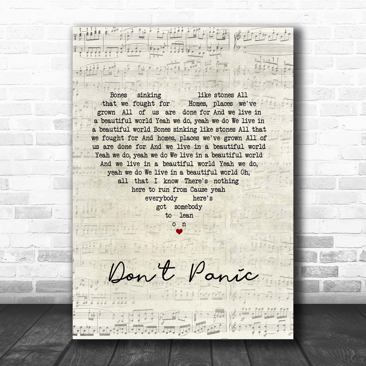 Coldplay DONT PANIC Song Lyrics Poster Print Wall Art