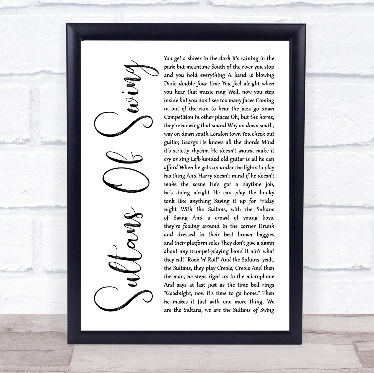 Dire Straits Sultans Of Swing Electric Guitar Music Script Song Lyric Print  - Song Lyric Designs