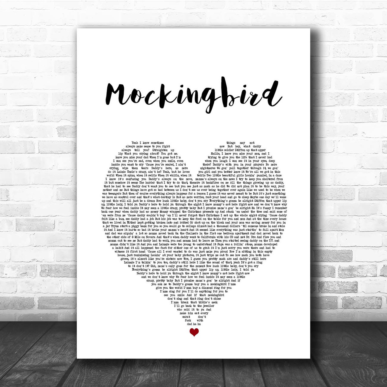 Eminem Mockingbird Father & Child Song Lyric Art Print