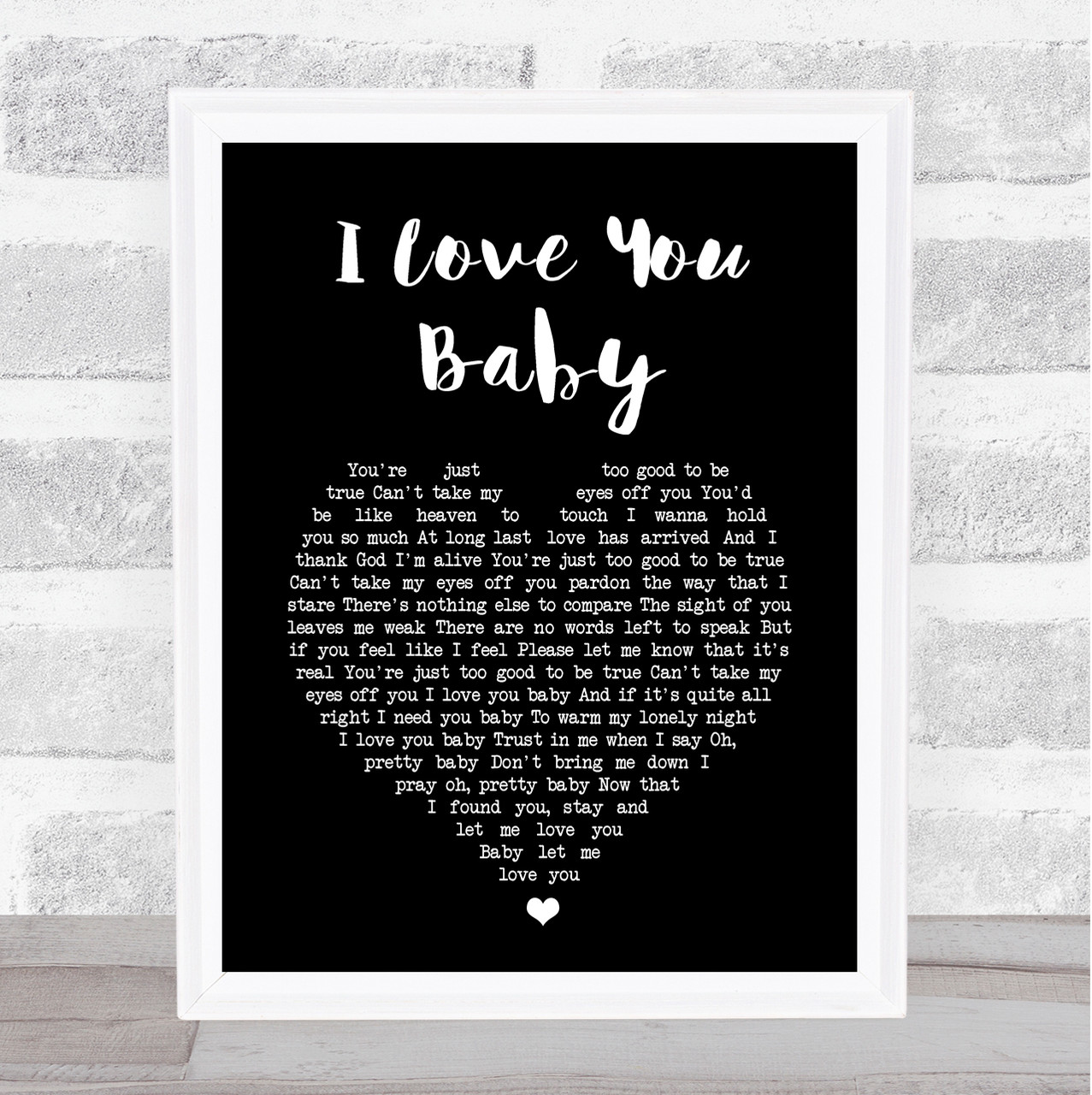 Frank Sinatra I Love You Baby Black Heart Song Lyric Print - Song