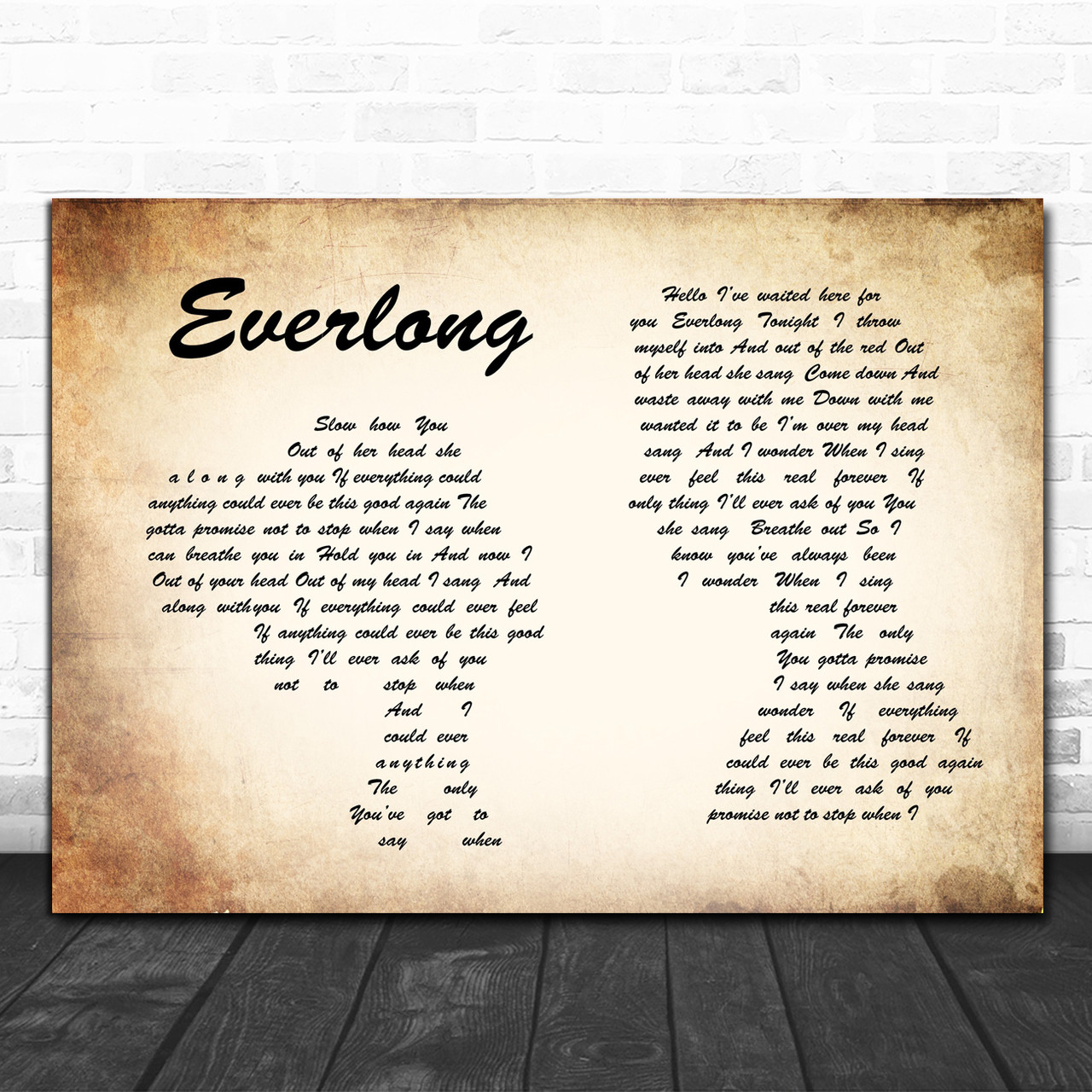 Foo Fighters These Days Vintage Script Song Lyric Wall Art Print - Red  Heart Print