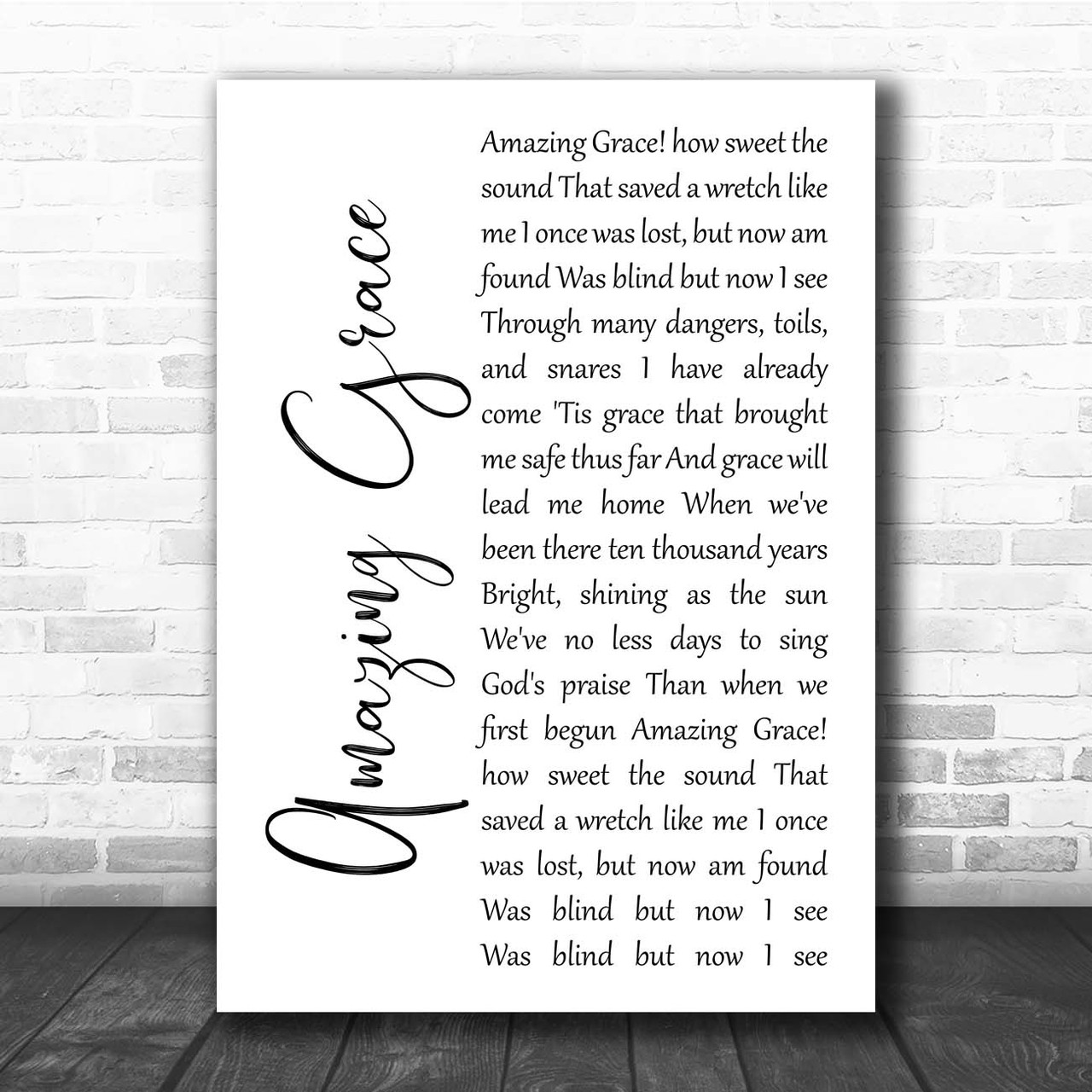 Hymn Amazing Grace White Script Song Lyric Print - Song Lyric Designs hymn-amazing-grace-white-script-song-lyric-print-song-lyric-designs