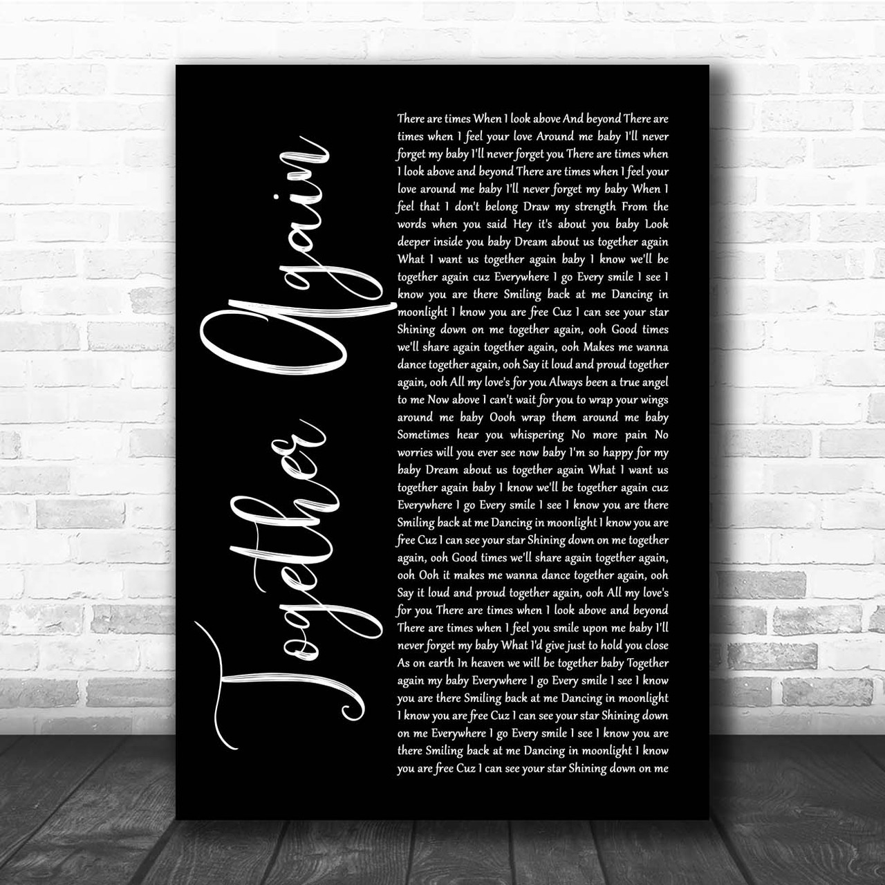Together Again Script Janet Jackson Together Again Black Script Song Lyric Print - Song Lyric ...