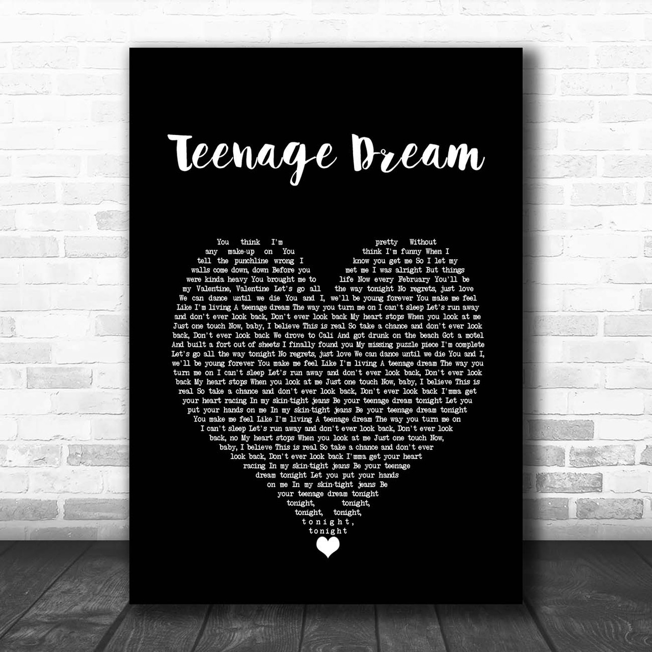 Katy Perry Roar Grey Heart Song Lyric Quote Music Print - Song