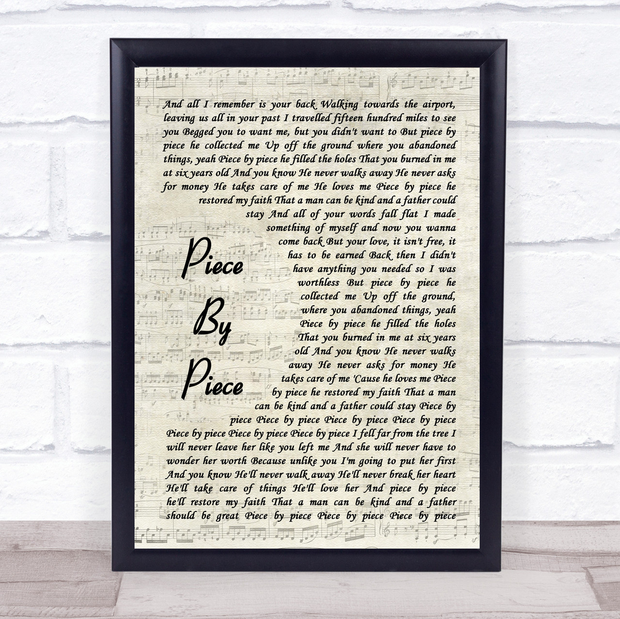 Kelly Clarkson Piece By Piece Vintage Script Song Lyric Print