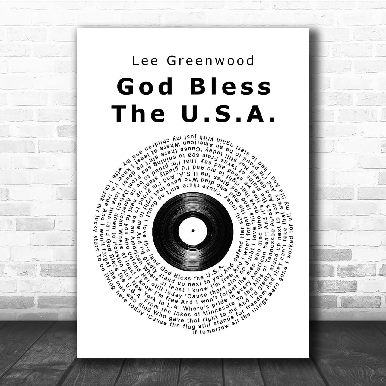 Lee Greenwood God Bless The . Vinyl Record Song Lyric Print - Song  Lyric Designs