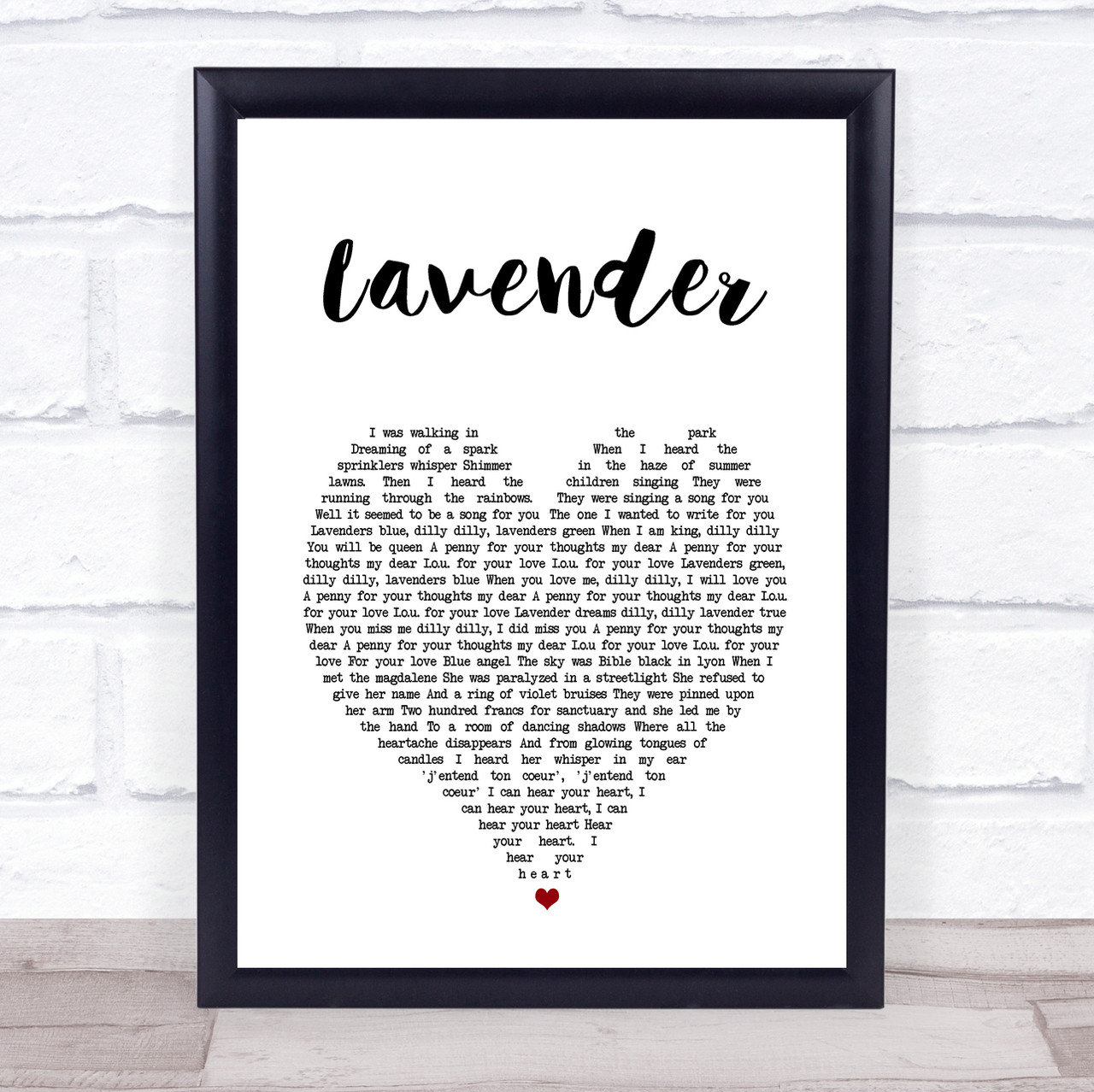 Marillion Lavender White Heart Lyric Print - Song Lyric Designs