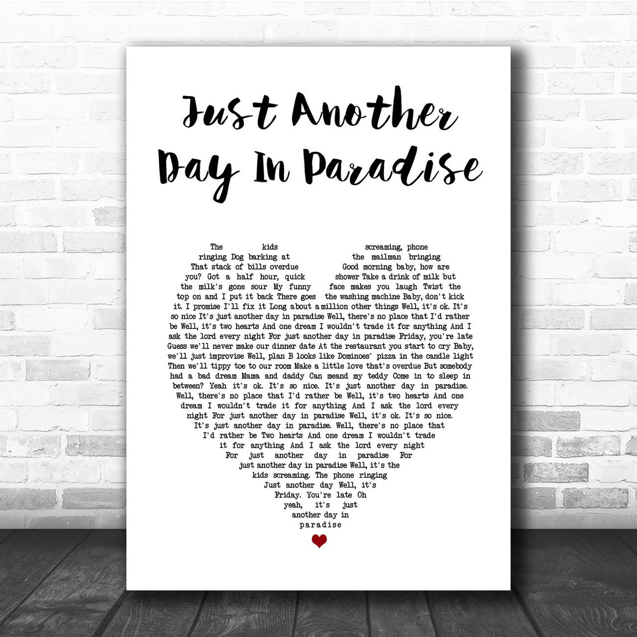 Phil Vassar Just Another Day In Paradise Vintage Heart Song Lyric Print -  Song Lyric Designs