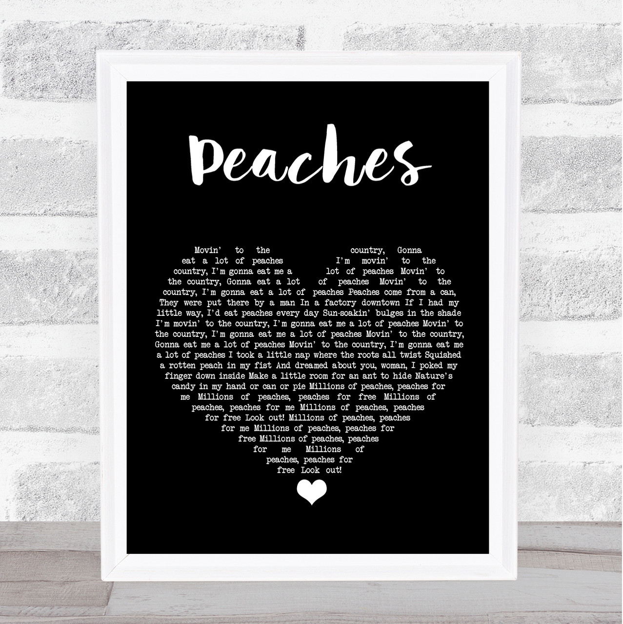 The Presidents Of The United States Of America Peaches Black Heart Song  Lyric Print - Song Lyric Designs