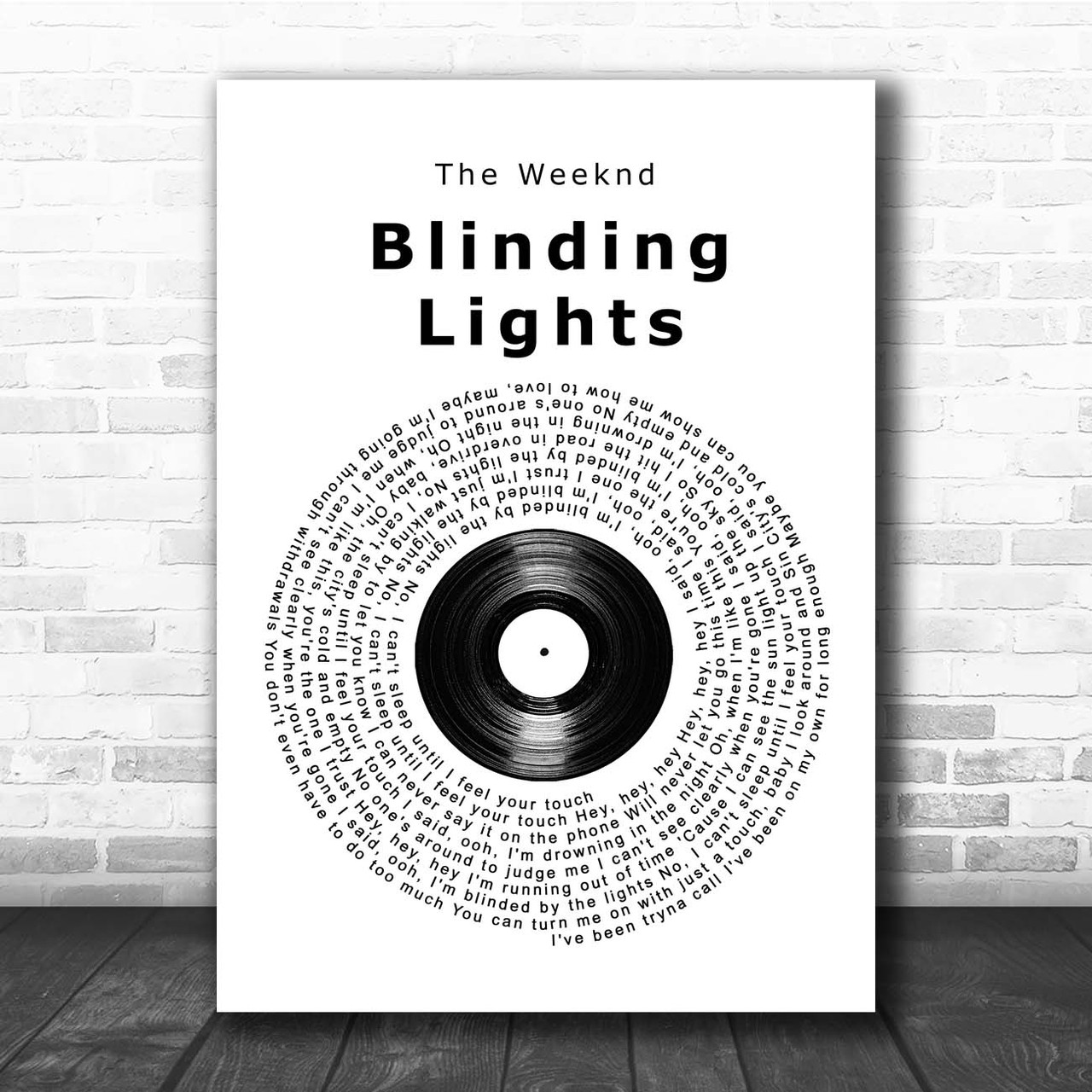 The Weeknd Blinding Lights Vinyl Record Song Lyric Print