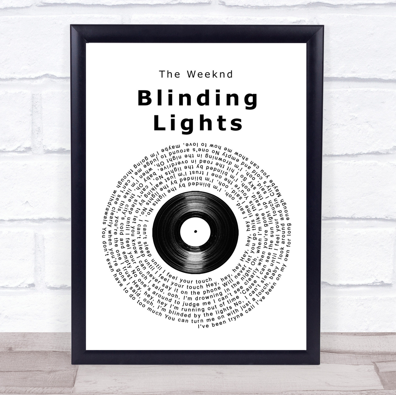 The Weeknd Blinding Lights Vinyl Record Song Lyric Print - Song