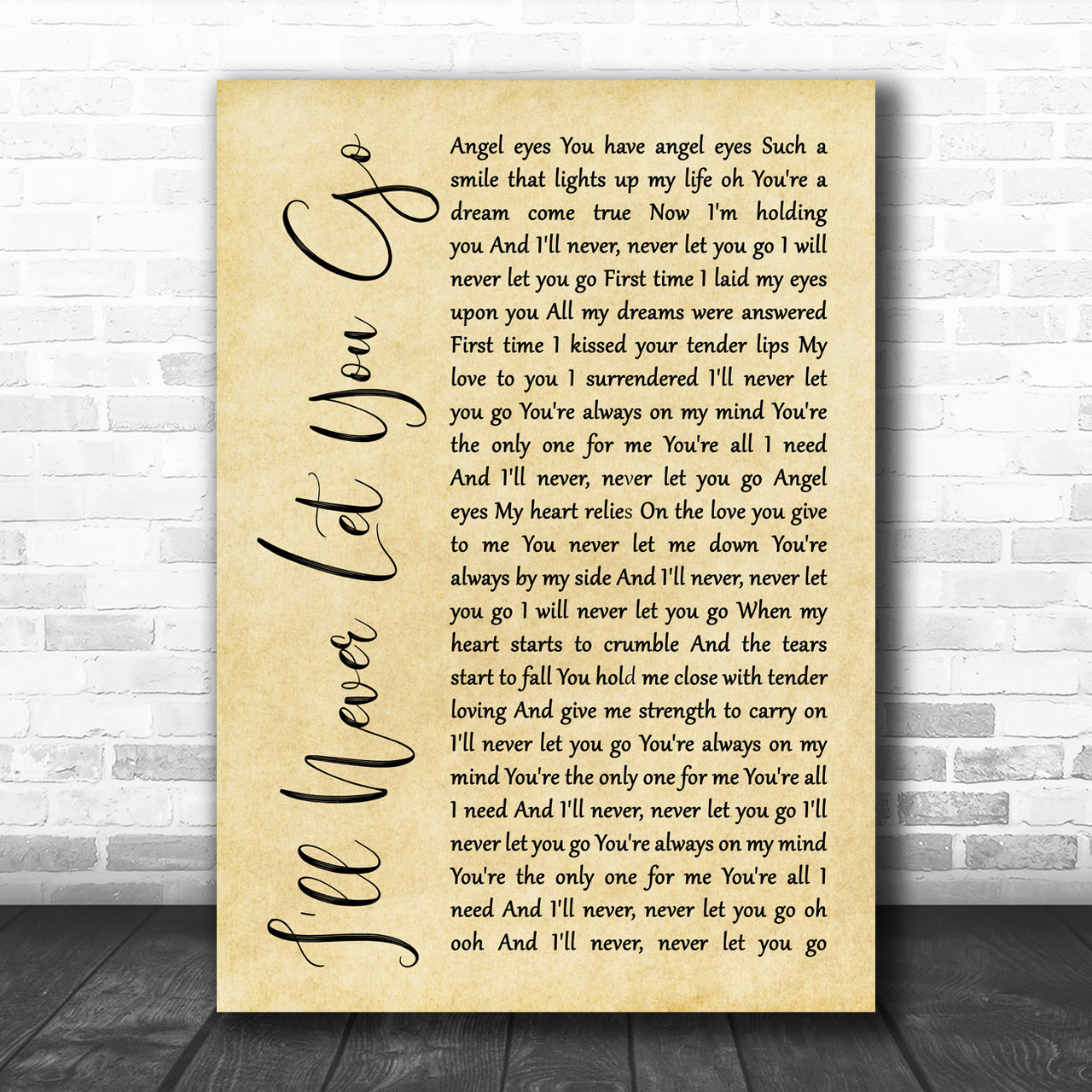 Never Let Me Go Vintage Heart Quote Song Lyric Music Poster Gift Present  Art Print