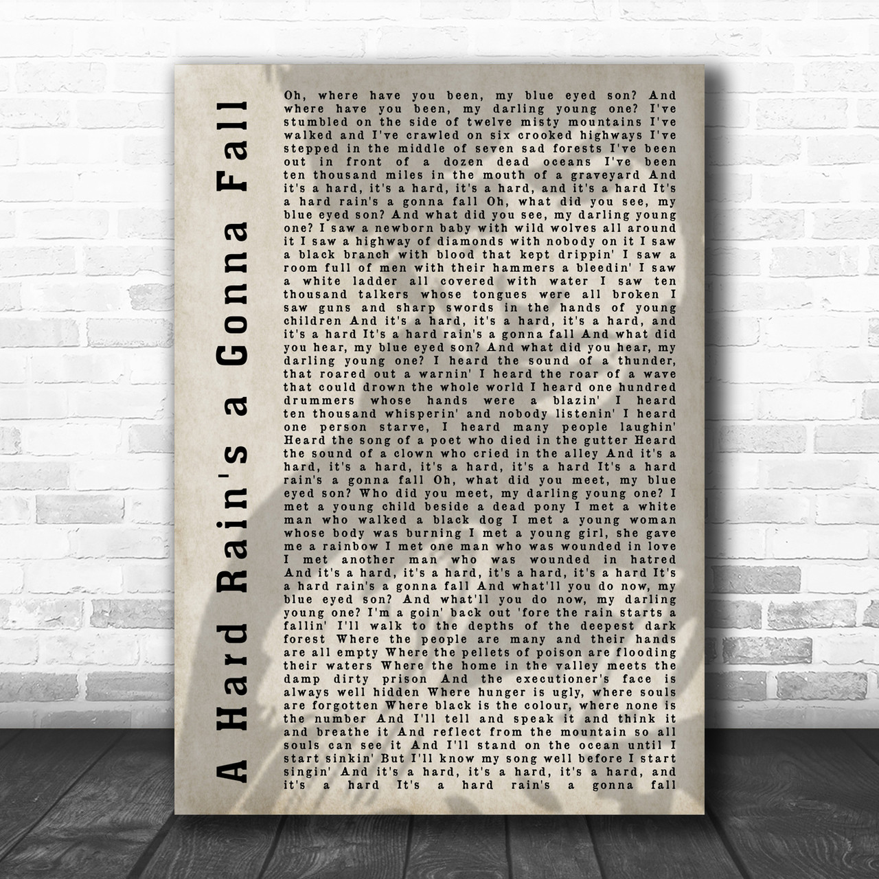 Bob Dylan Don't Think Twice It's Alright Art Print Wall Art A1 A2 A3 A4 A5  Music Father's Day Valentine's Day 