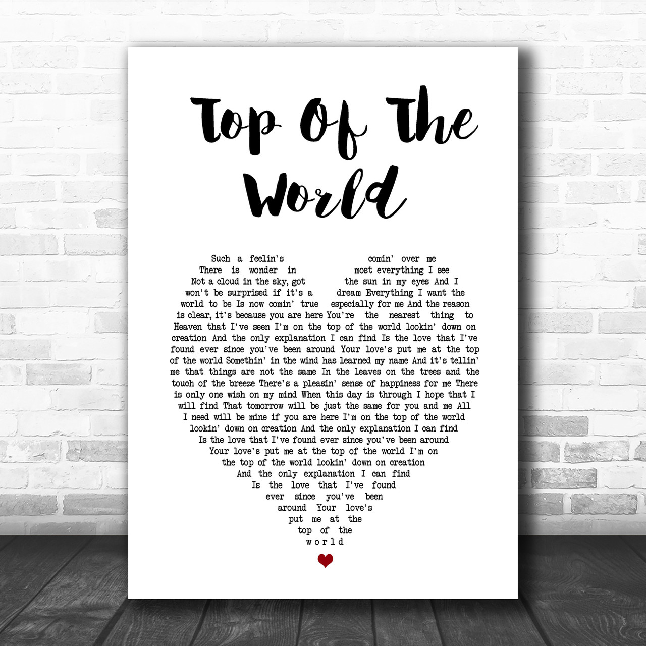 The Carpenters Top Of The World White Heart Song Lyric Music Art