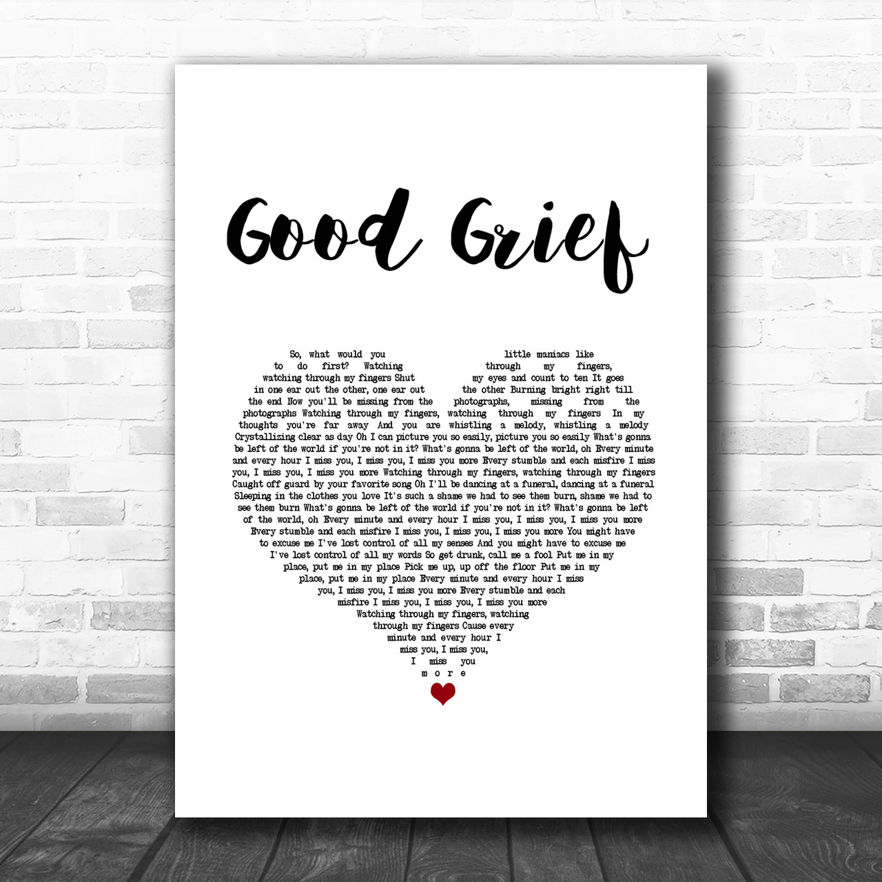 Bastille Good Grief White Heart Song Lyric Music Art Print - Song