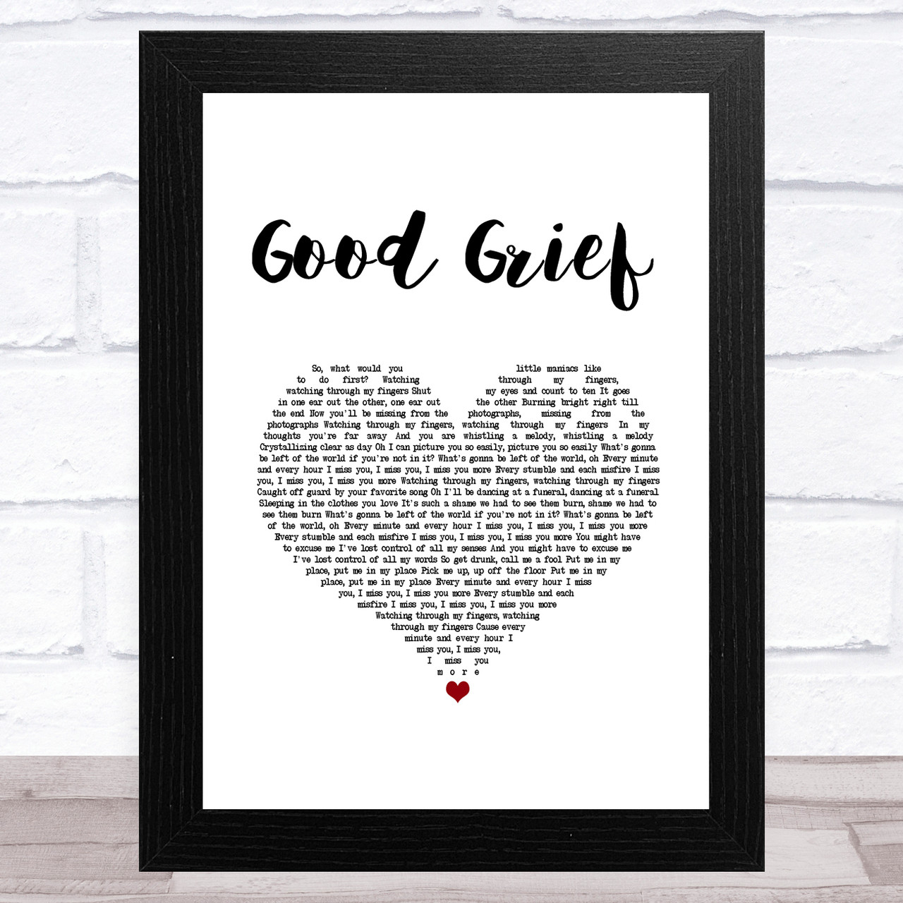 Bastille Good Grief White Heart Song Lyric Music Art Print - Song