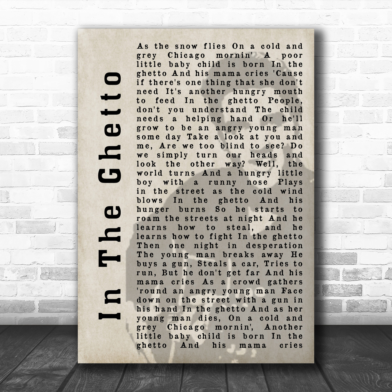 Elvis Presley In The Ghetto Face Shadow Song Lyric Music Wall Art Print -  Song Lyric Designs