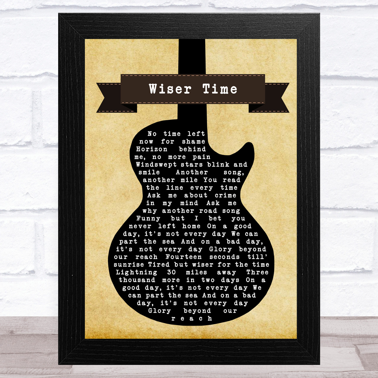 The Black Crowes Wiser Time Black Guitar Song Lyric Art Print