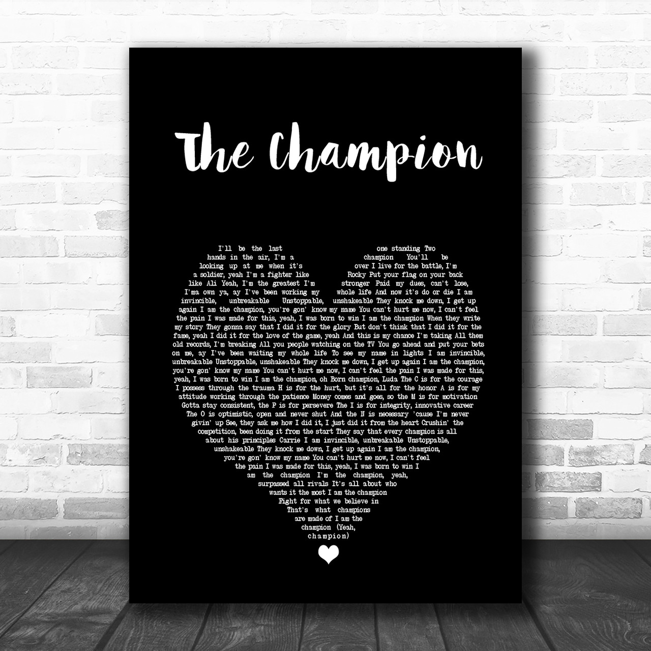 Svag ødemark Merchandising Carrie Underwood The Champion Black Heart Song Lyric Art Print - Song Lyric  Designs