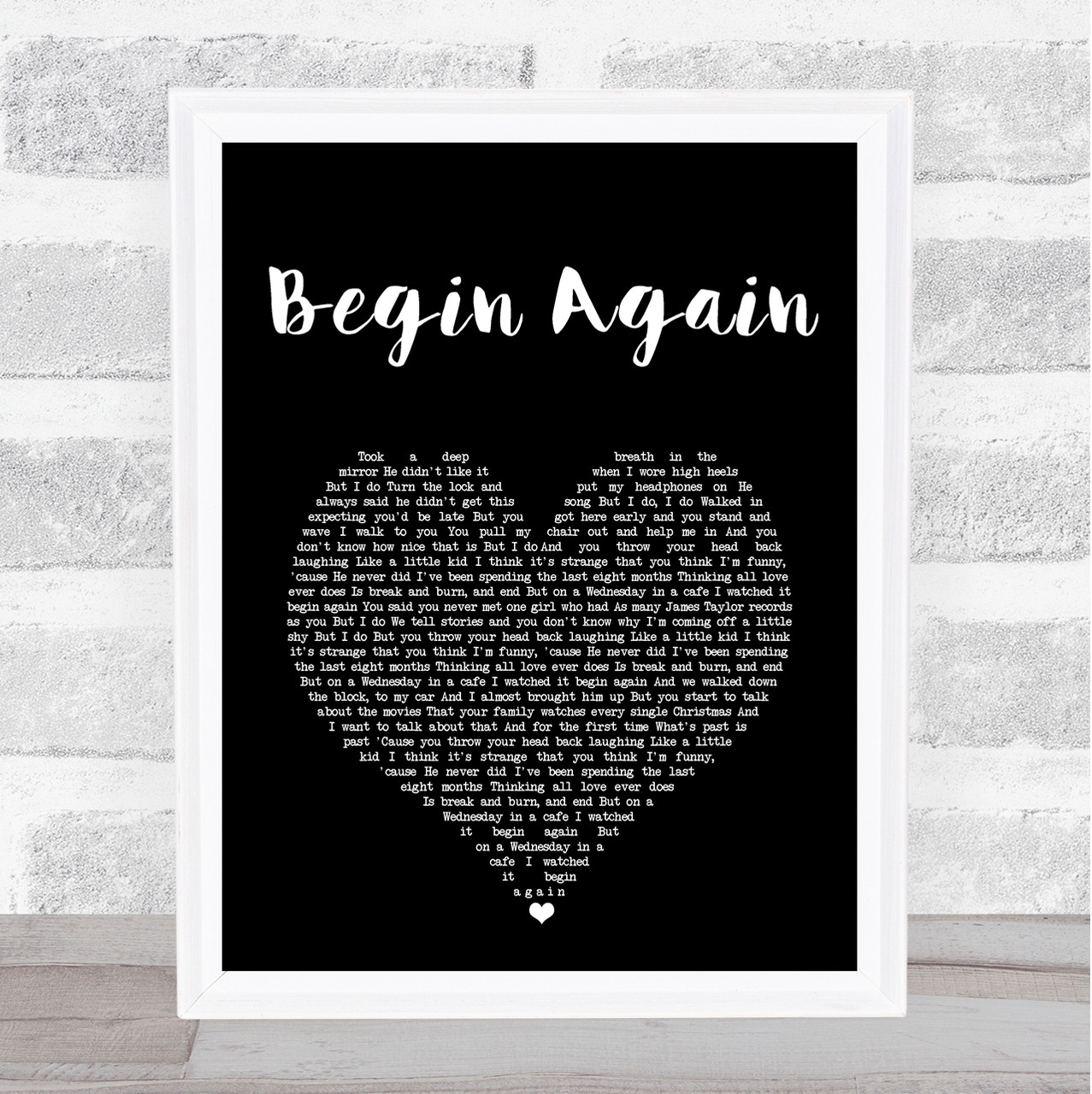 Taylor Swift Wall Art: Begin Again Lyrics Poster 