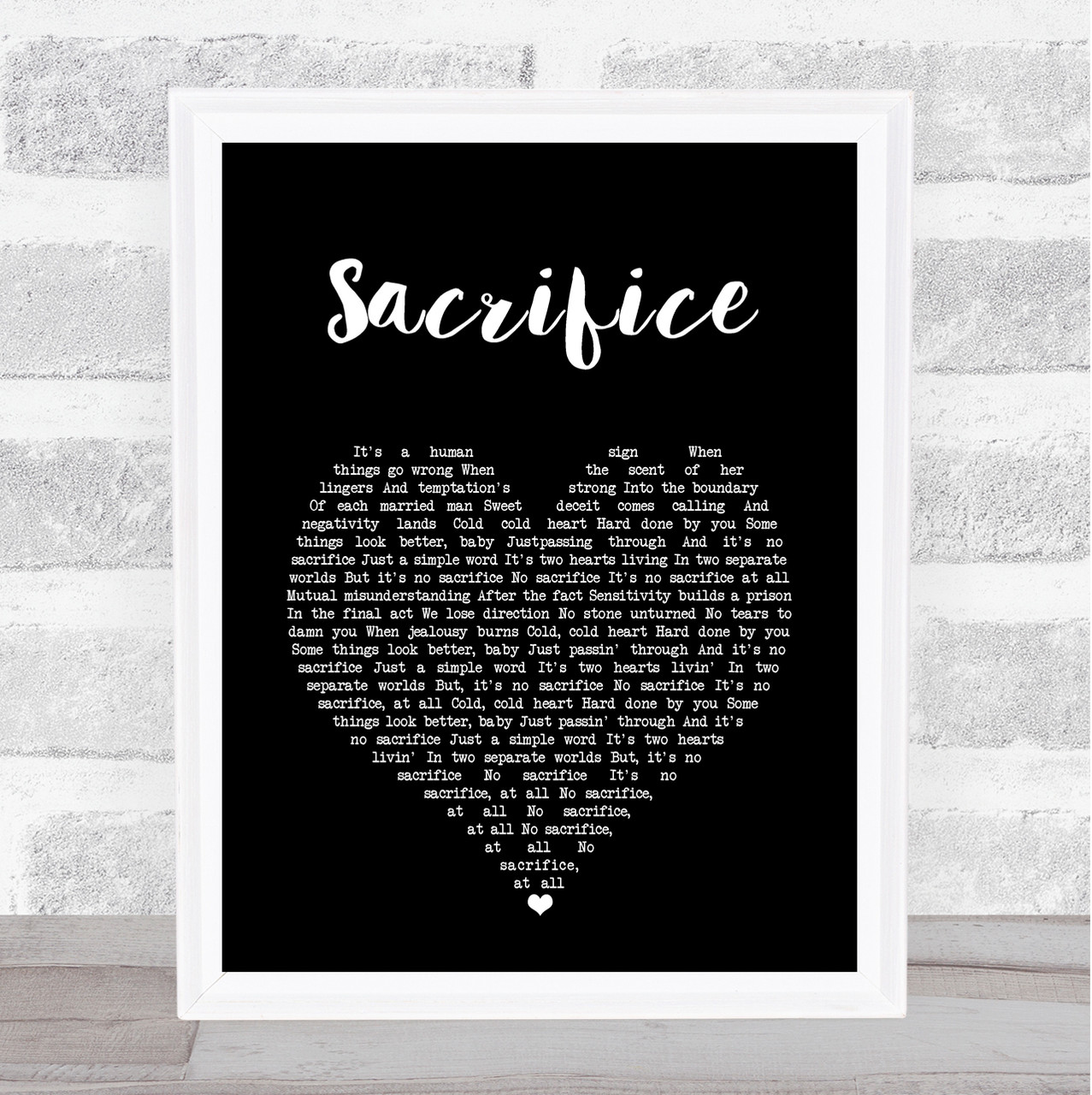 Elton John Sacrifice Black Heart Song Lyric Art Print - Song Lyric Designs