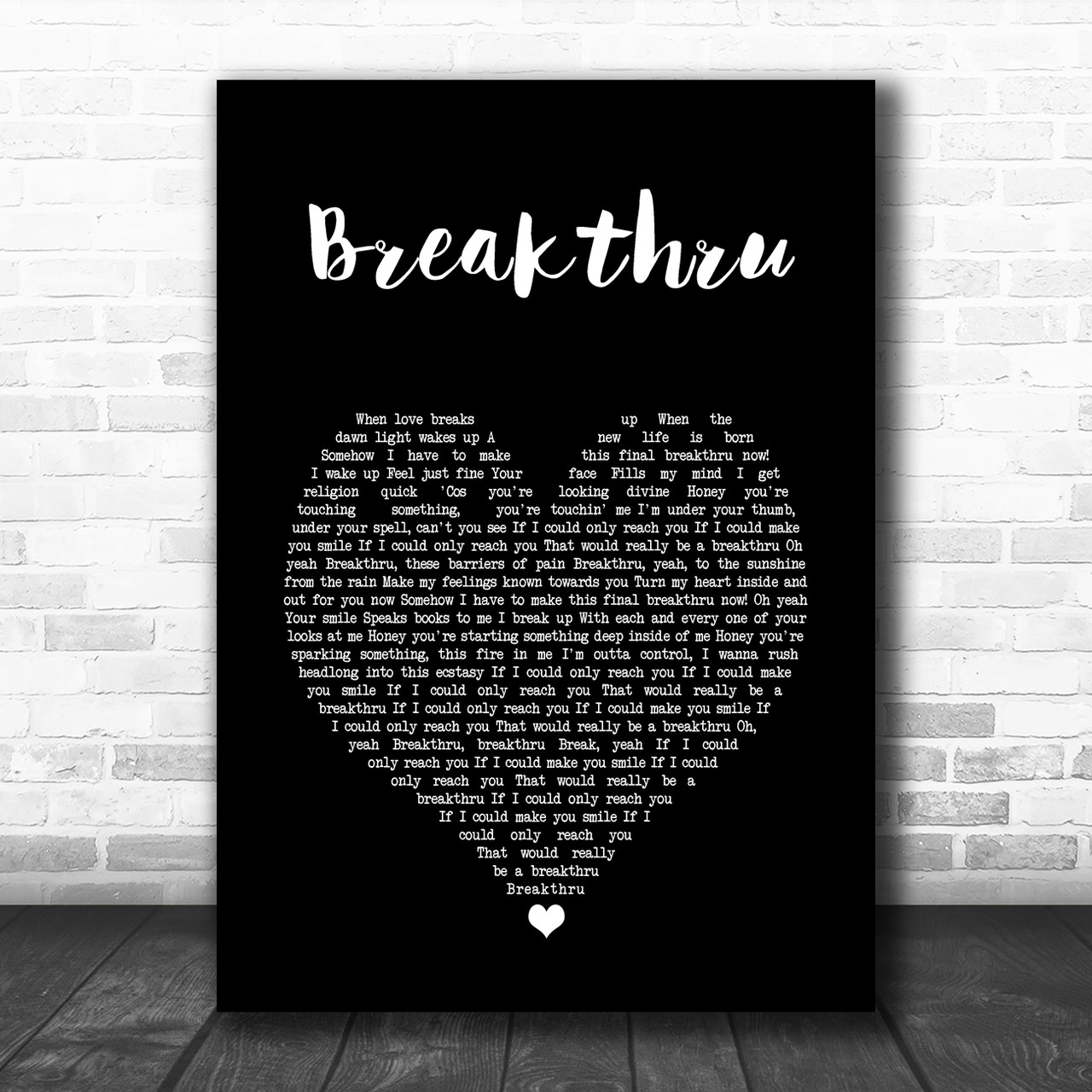 Black - Print Breakthru Art Song Lyric Song Designs Heart Queen Lyric