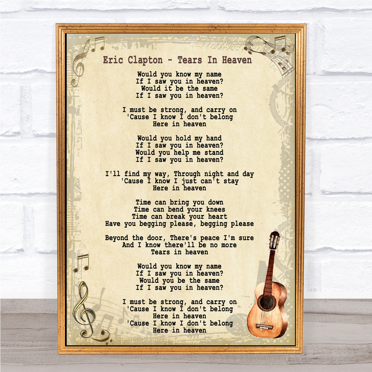 Eric Clapton Tears In Heaven Father & Child Decorative Wall Art Gift Song  Lyric Print - Song Lyric Designs