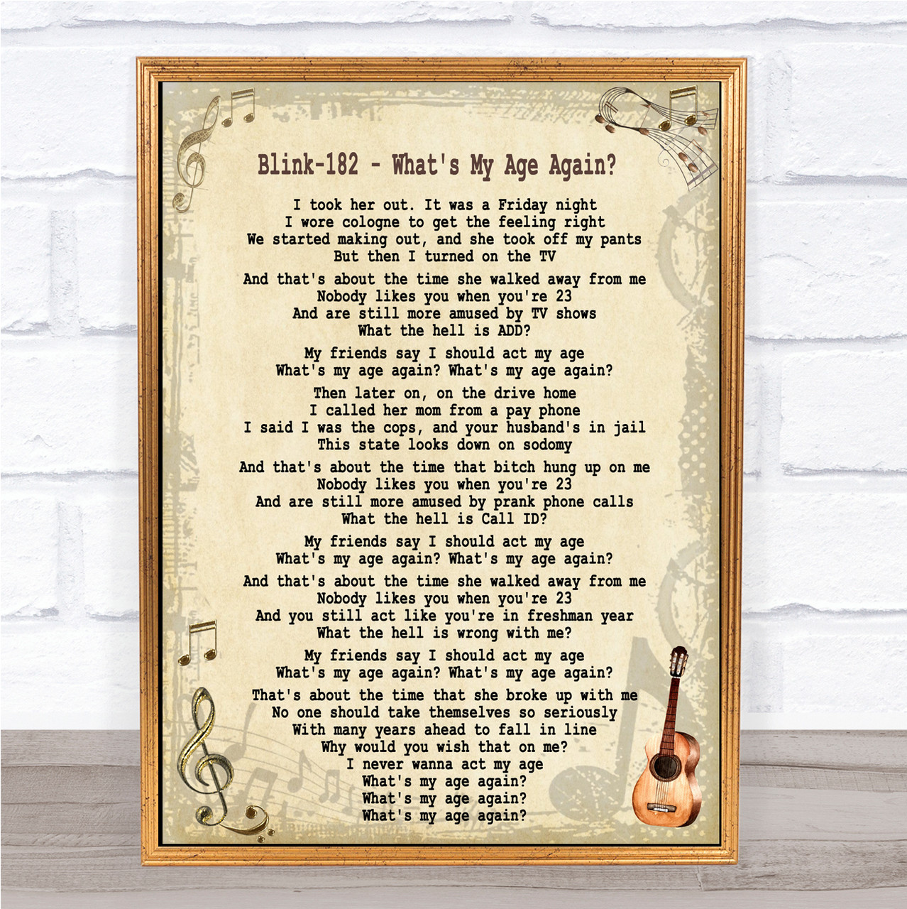 Blink-182 What’s My Age Again Song Lyric Music Wall Art Print