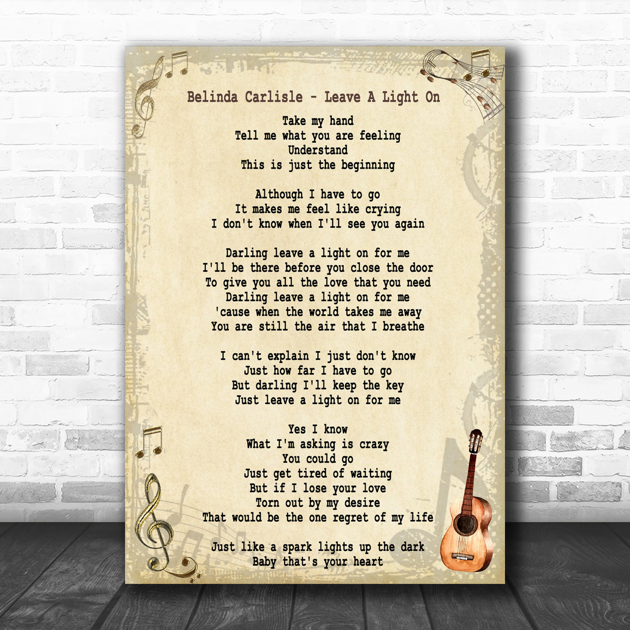 Belinda Carlisle Leave A Light Music Art Print - Song Lyric Designs