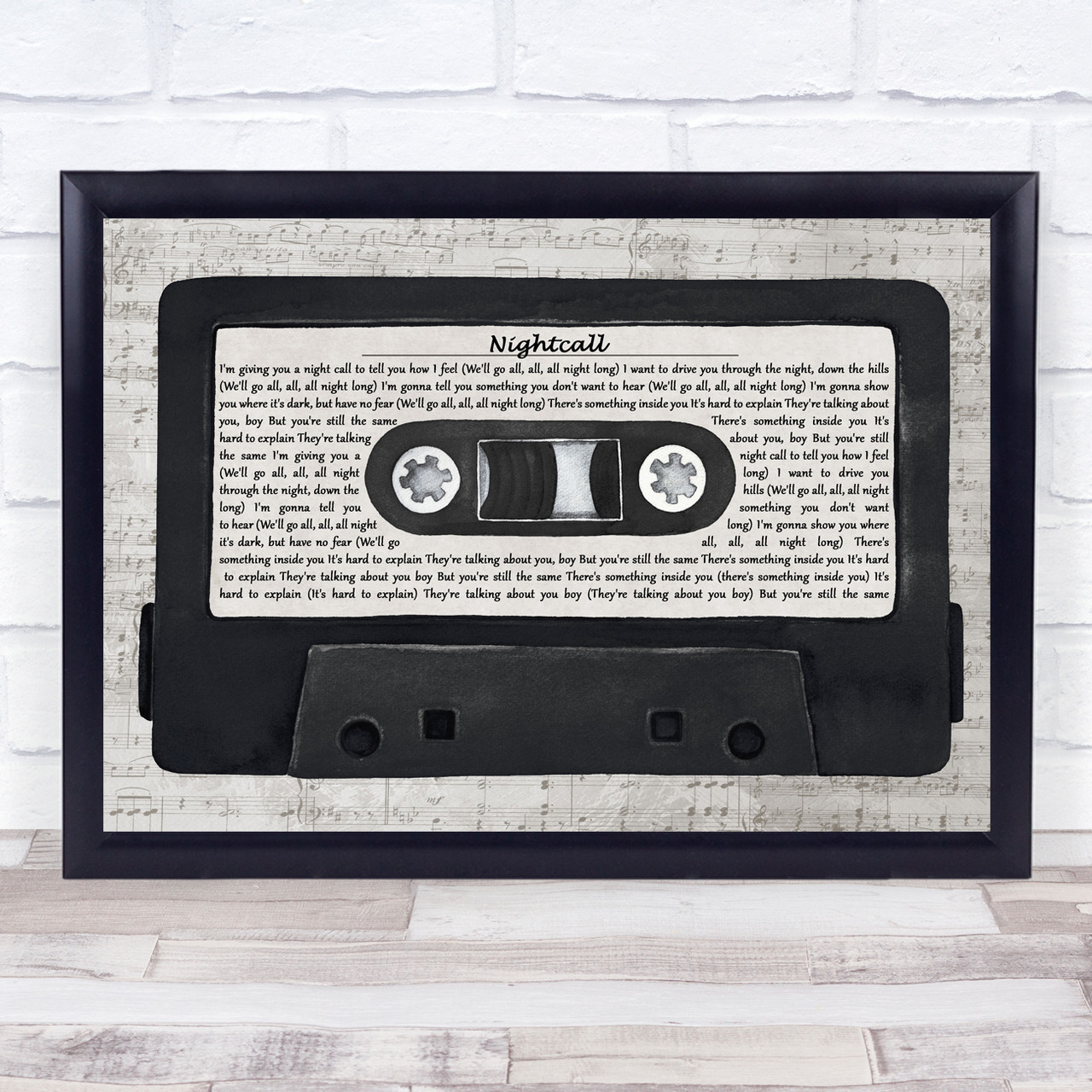 Kavinsky Nightcall Music Script Cassette Tape Song Lyric Art Print