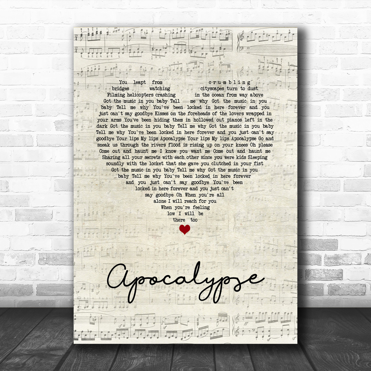 Cigarettes After Sex Apocalypse Script Heart Song Lyric Art Print