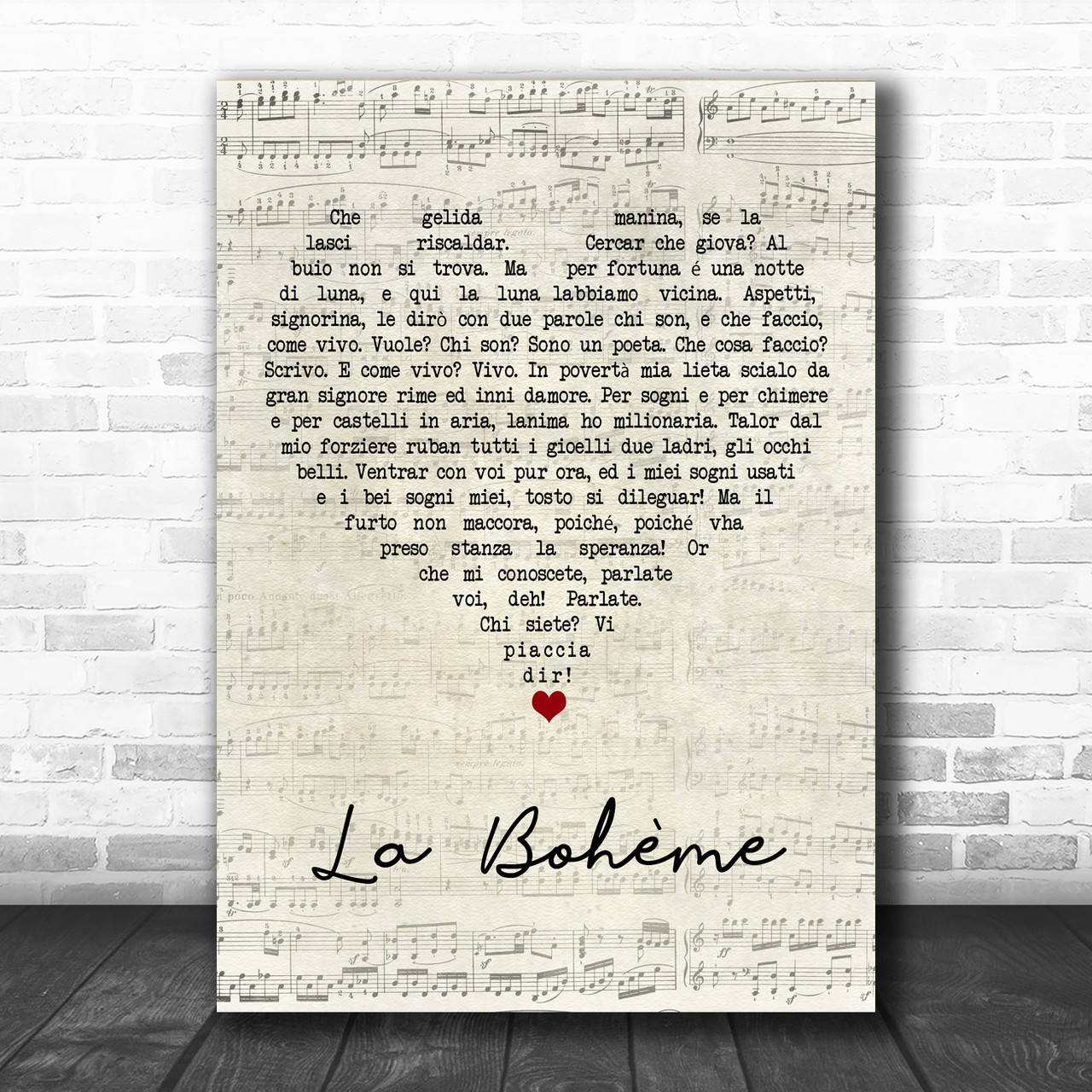 Jos Carreras La Boh me Script Heart Song Lyric Art Print Song