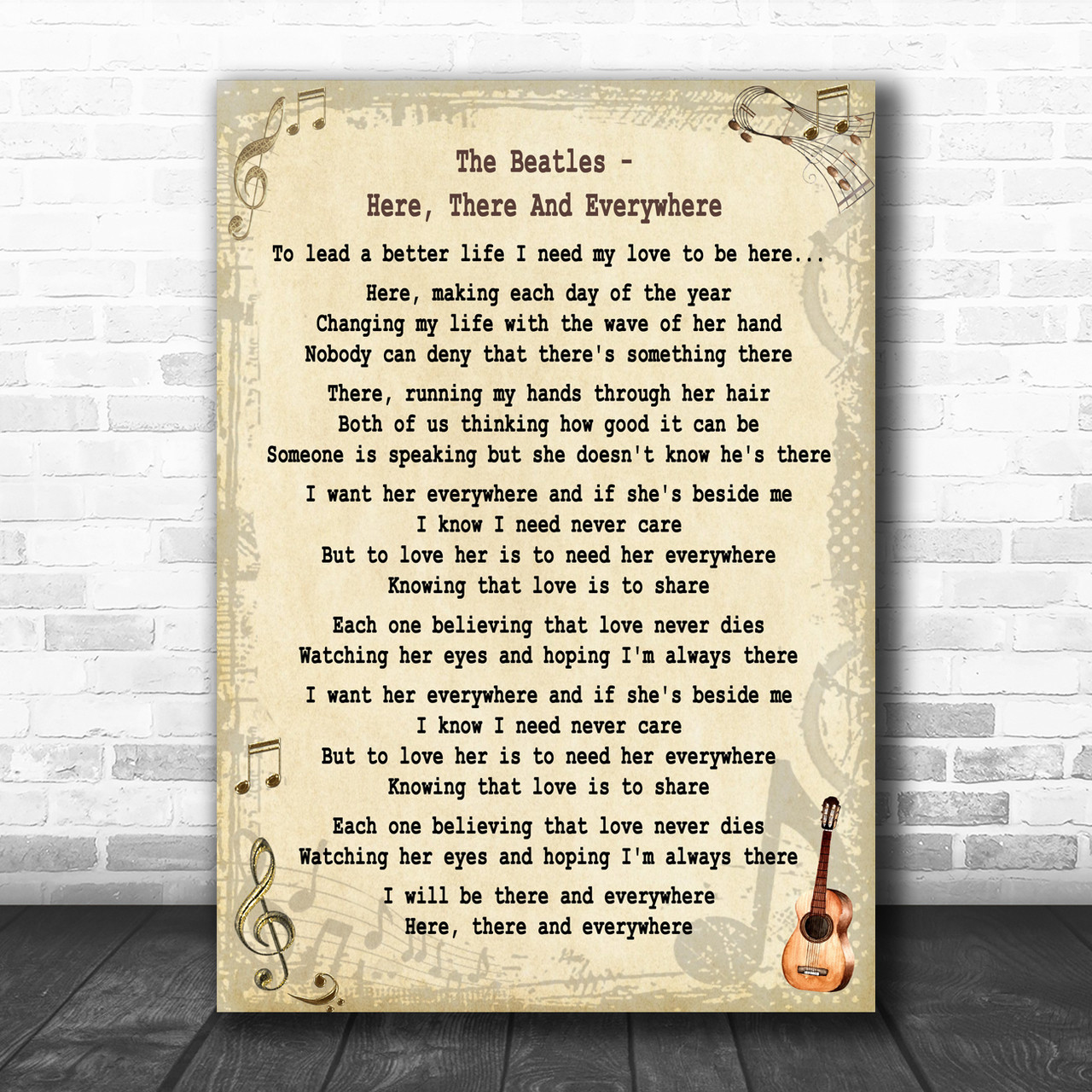 The Beatles Here, There And Everywhere Song Lyric Music Wall Art