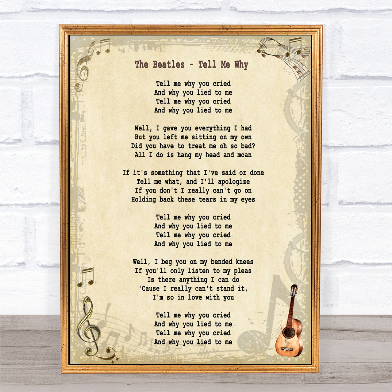 The Beatles Tell Me Why Song Lyric Music Wall Art Print - Song