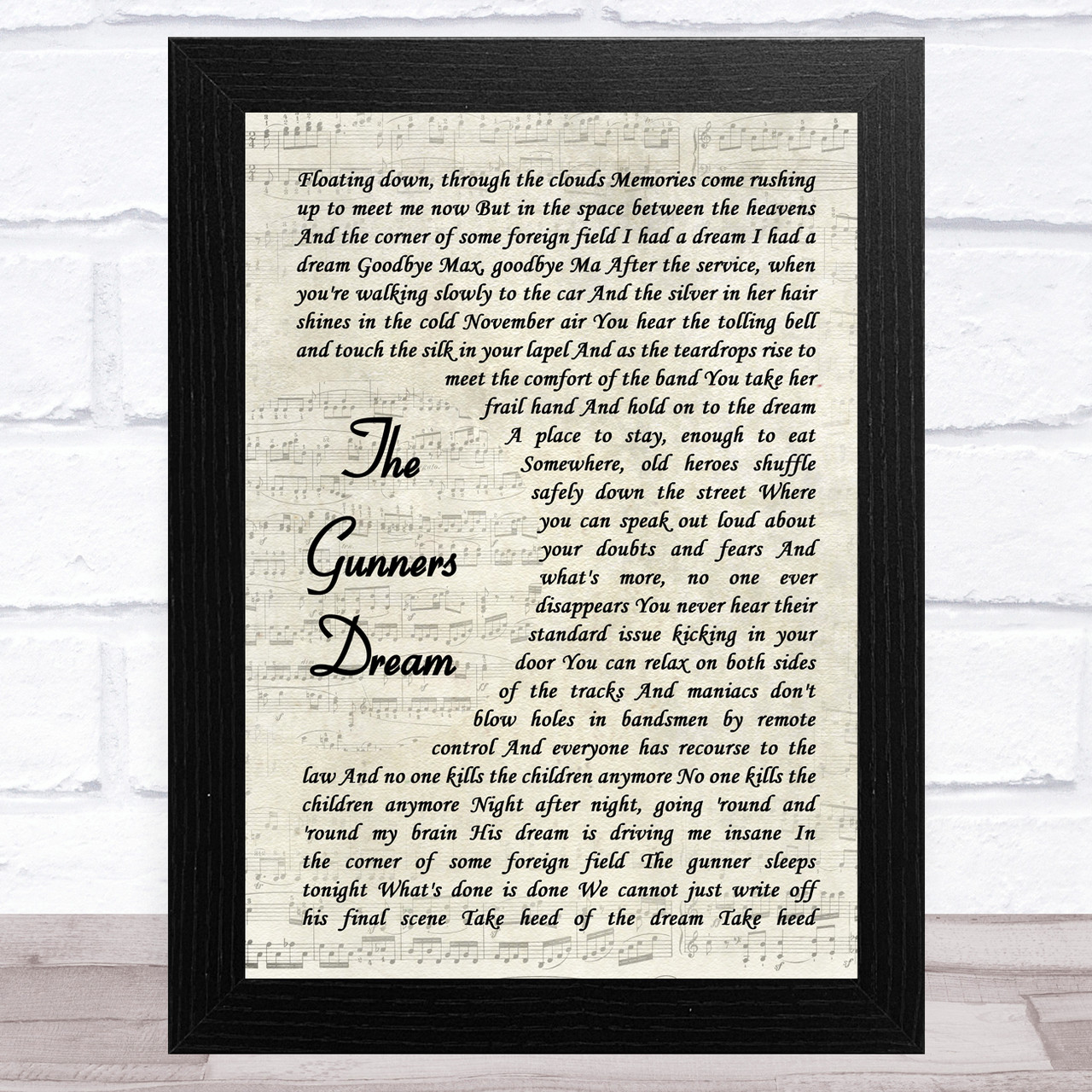 Pink Floyd Script Pink Floyd The Gunners Dream Vintage Script Song Lyric Art Print - Song ...