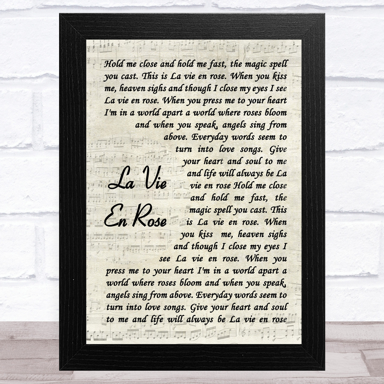 Edith Piaf La Vie En Rose Vintage Script Song Lyric Art Print - Song Lyric  Designs