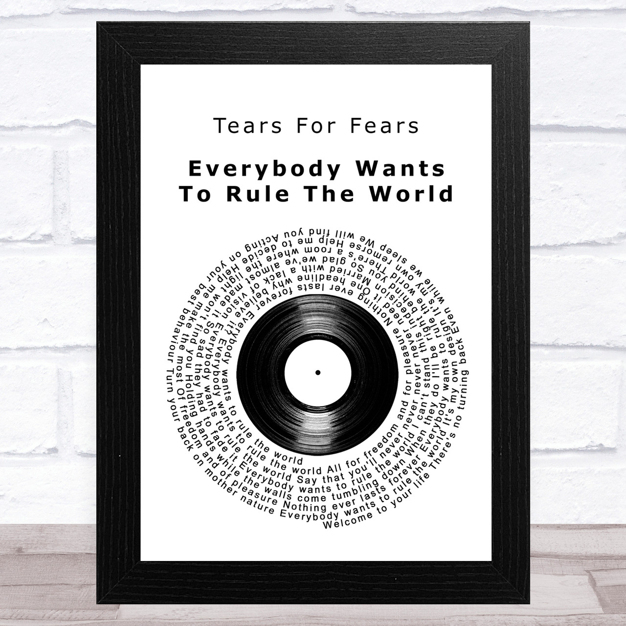 Tears For Fears Everybody Wants To Rule The World Black Guitar Song Lyric  Print