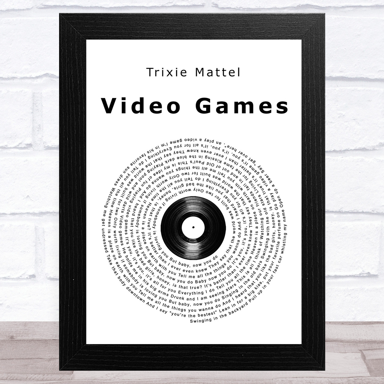 trixie mattel video games vinyl record song lyric art print song lyric designs
