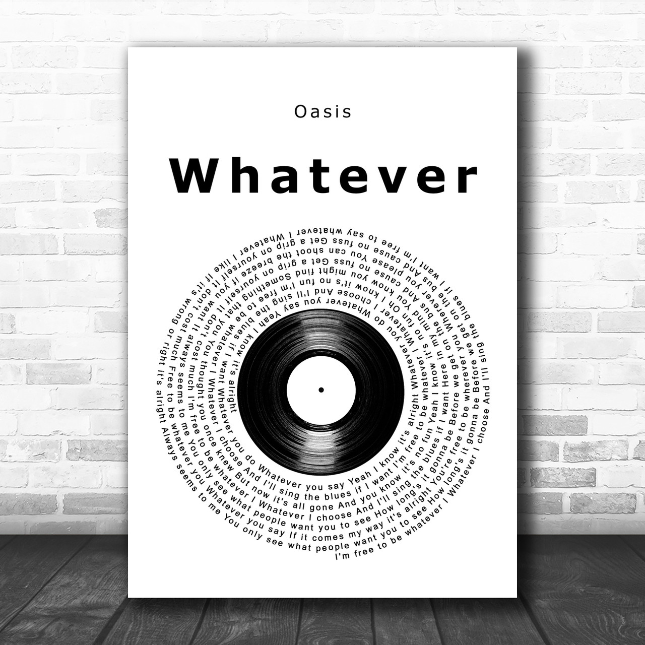 Oasis Whatever Vinyl Record Song Lyric Art Print