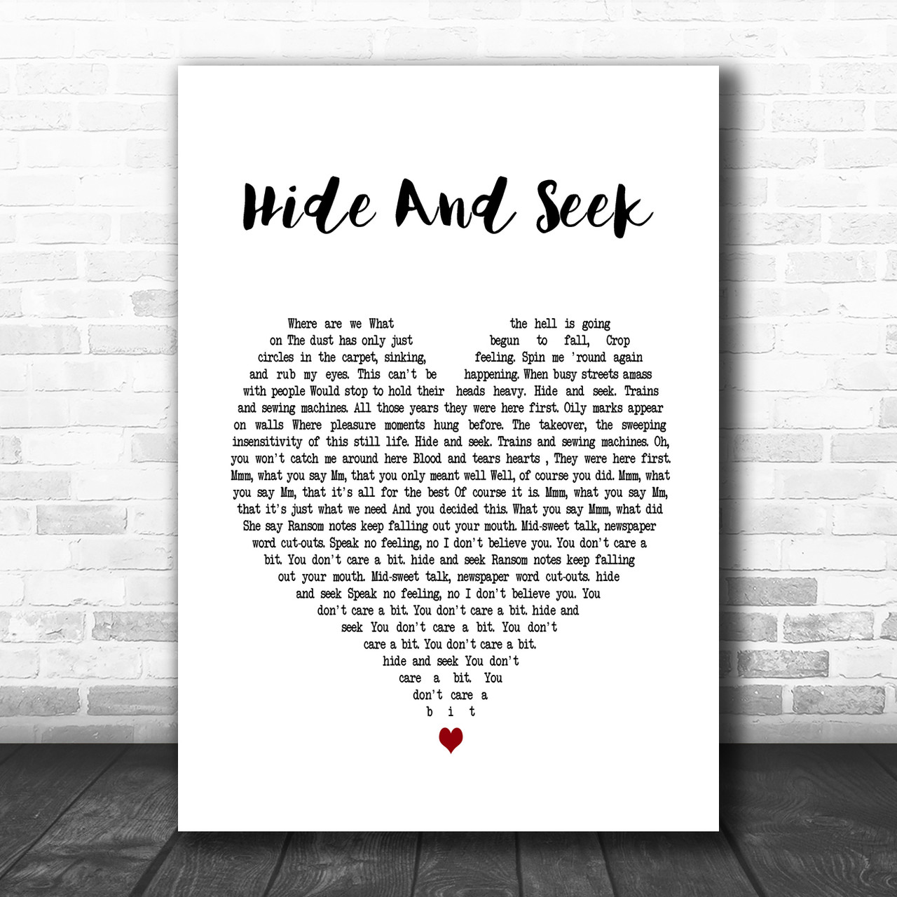 Imogen Heap Hide And Seek White Heart Song Lyric Art Print - Red