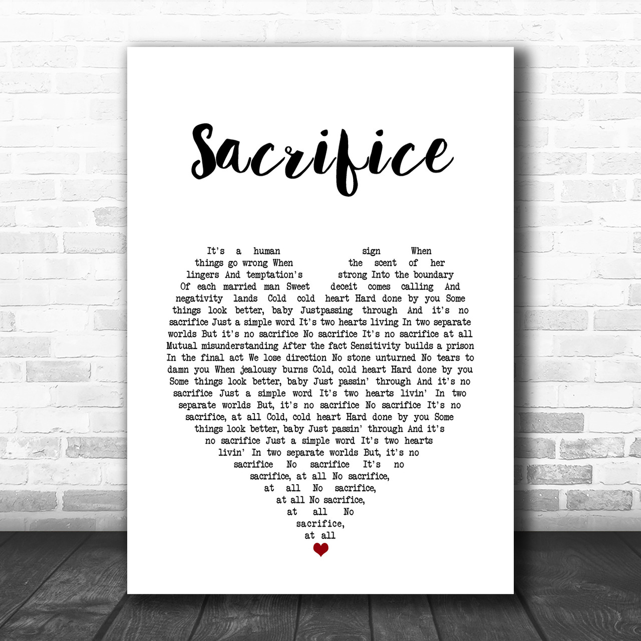 Sacrifice Elton John Script Heart Song Lyric Quote Print - Song Lyric  Designs