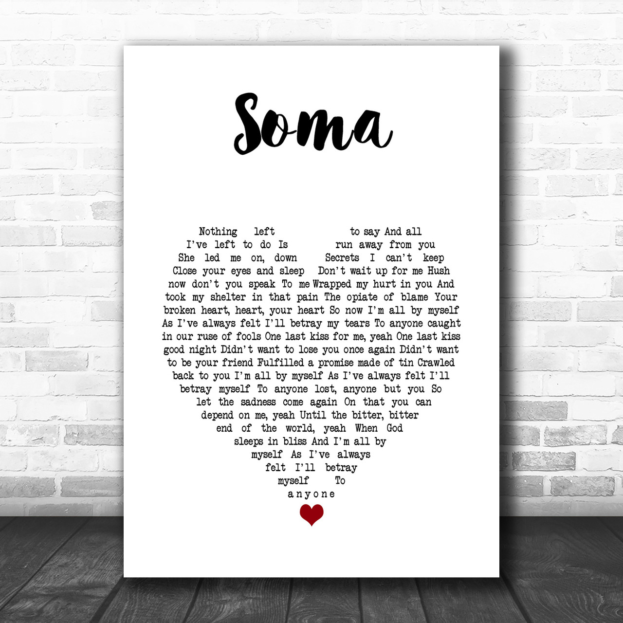 The Smashing Pumpkins Soma White Heart Song Lyric Art Print - Song Lyric  Designs