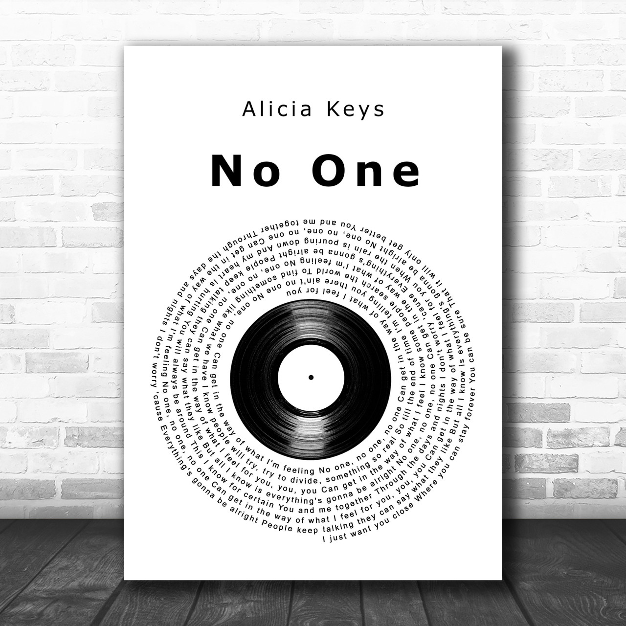 Alicia Keys No One Vinyl Record Decorative Wall Art Gift Song Lyric Print