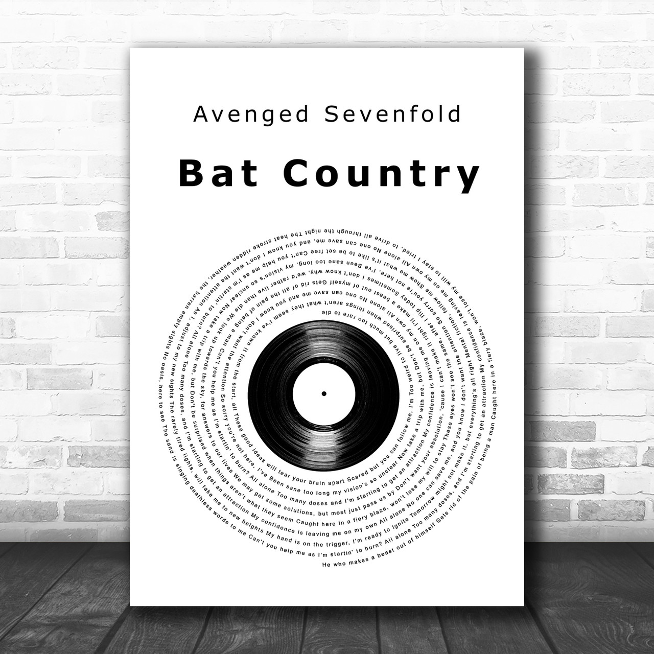 Avenged Sevenfold Bat Country Vinyl Record Decorative Wall Art Gift Song  Lyric Print