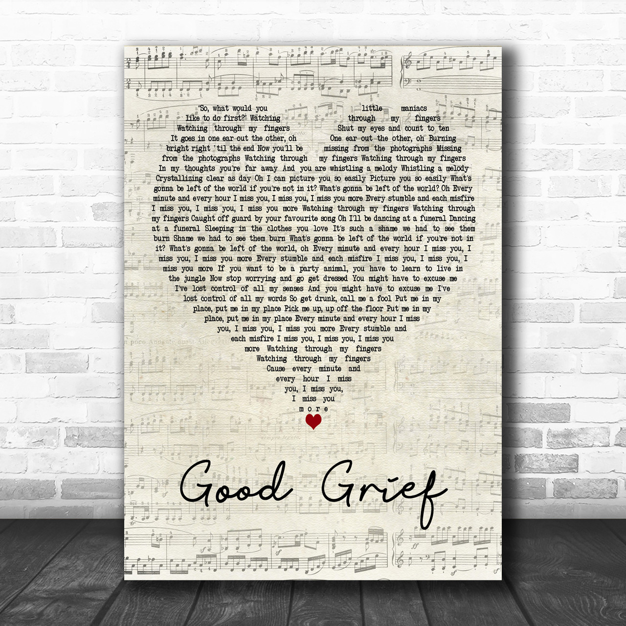 Bastille Good Grief Script Heart Decorative Wall Art Gift Song